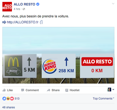 Allo Resto publicité comparative