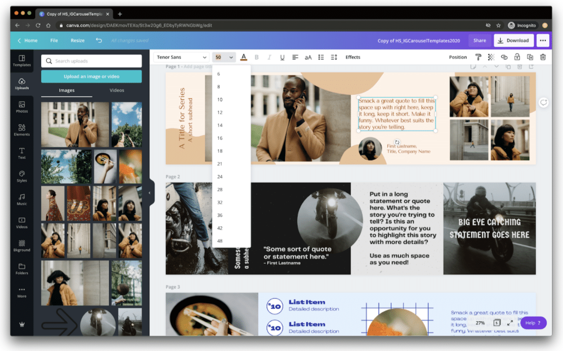 Textfelder ändern und formatieren in Canva