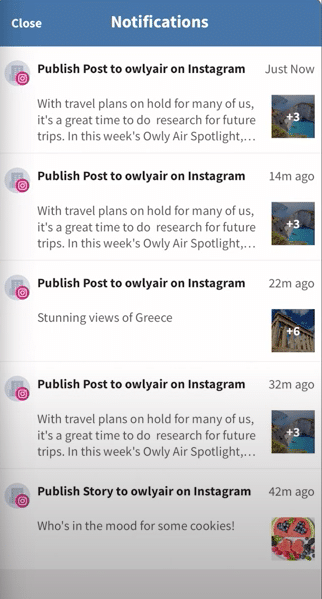 Benachrichtigungs-Center in der Hootsuite App