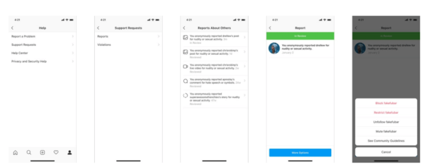 The process of reporting a problem on Instagram in 5 steps