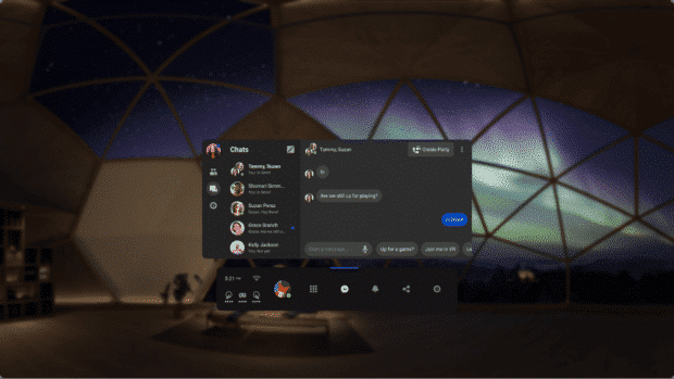 Messenger chat window in Oculus