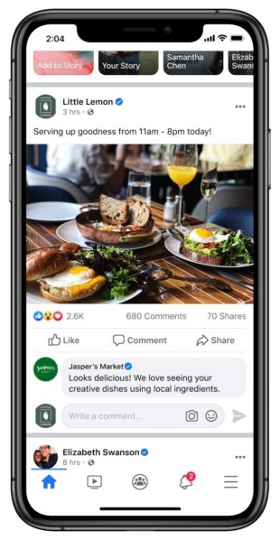 Commenting on Facebook as a business profile