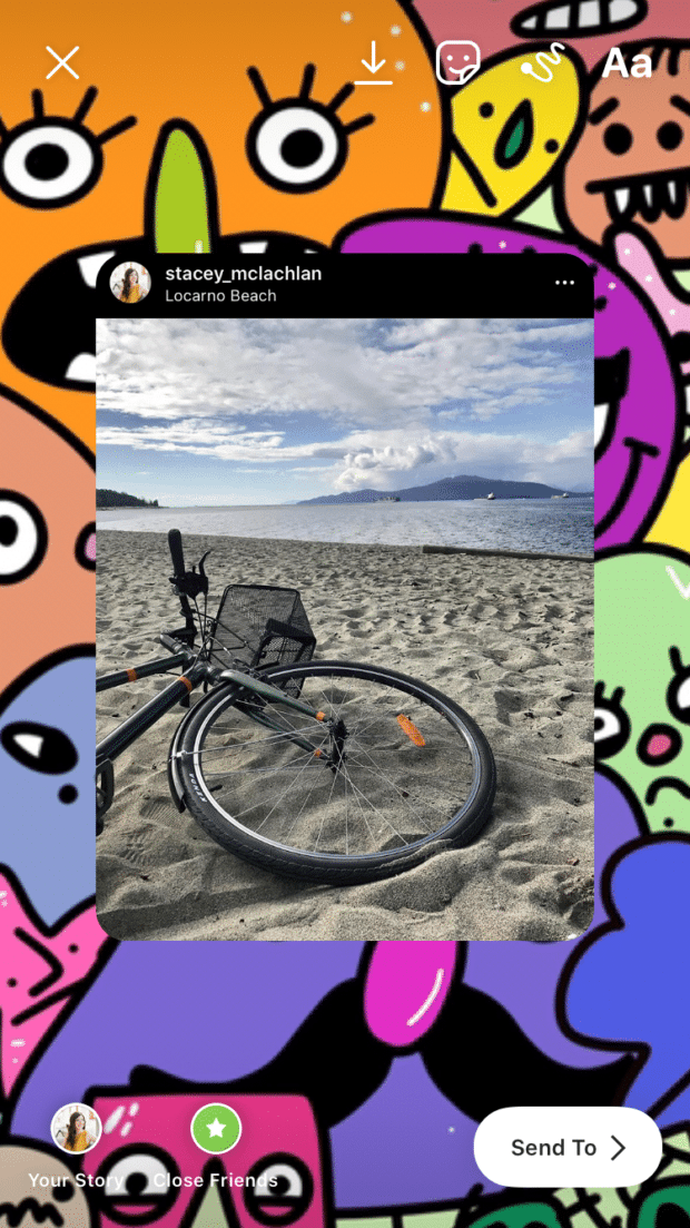 Locarno Beach picture with patterned backdrop