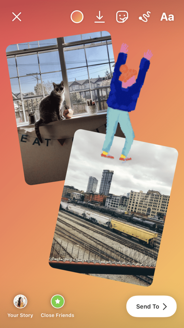 multi-image story cat and train