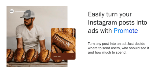 pubblicità di promote su come trasformare ogni post su Instagram in annuncio di Instagram