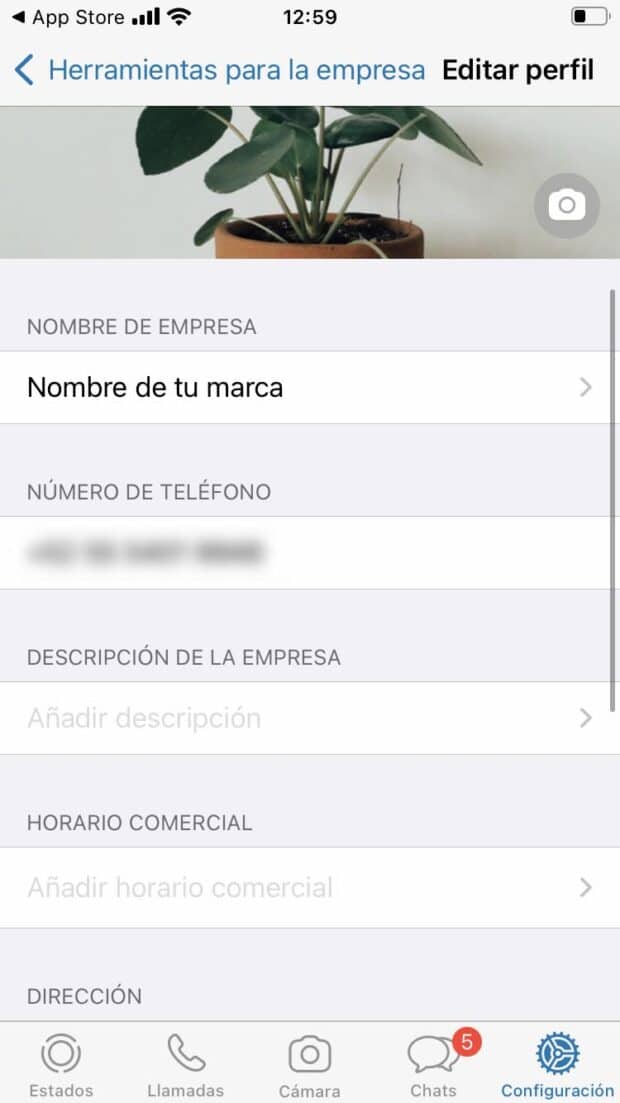 Captura de pantalla de las funciones avanzadas de WhatsApp Business 