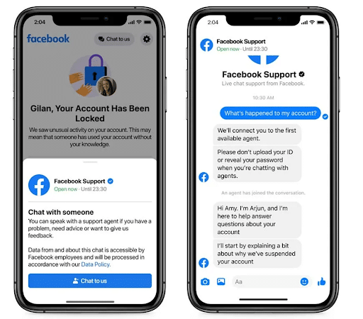Facebook support live chat for creators