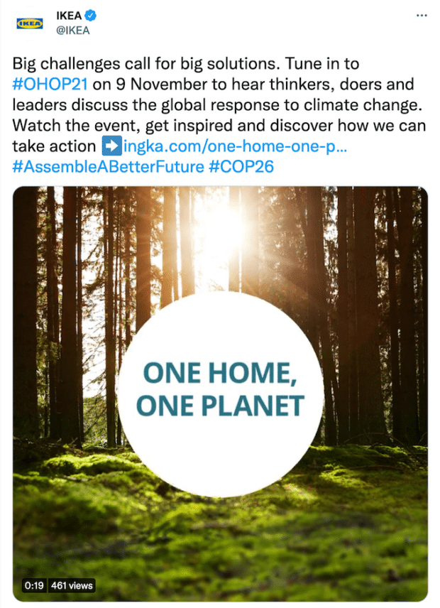 IKEA climate change Twitter post version 1