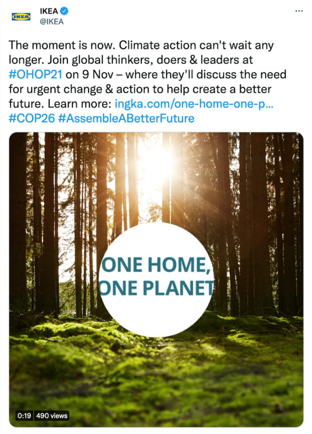 IKEA climate change Twitter post version 2