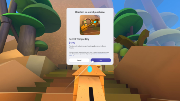 Shoppable item in Meta's Horizon Worlds