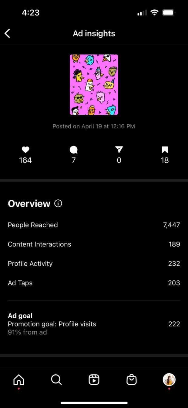ad insights overview and ad goal