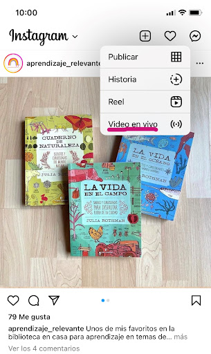 Opción de video en vivo en Instagram