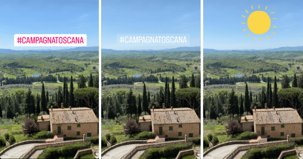 Screenshot che mostrano come nascondere gli hashtag nelle storie di Instagram