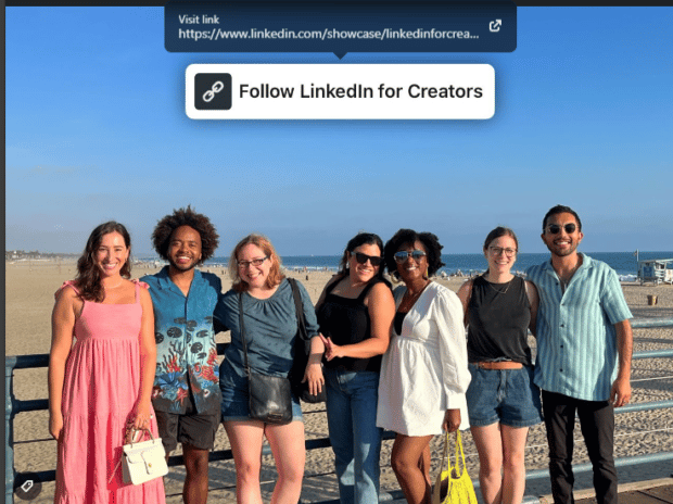 Link sticker in LinkedIn post