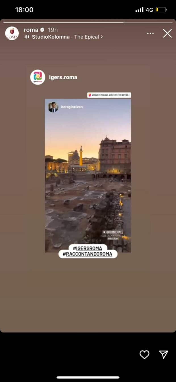 La Storia “ripostata” dall’account ufficiale del Comune di Roma 