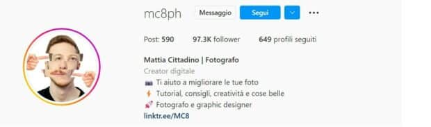 La biografia del fotografo Mattia Cittadino che ha oltre 97 mila follower su Instagram
