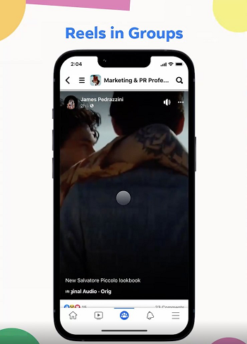 An example of how Reels will be displayed in Facebook Groups