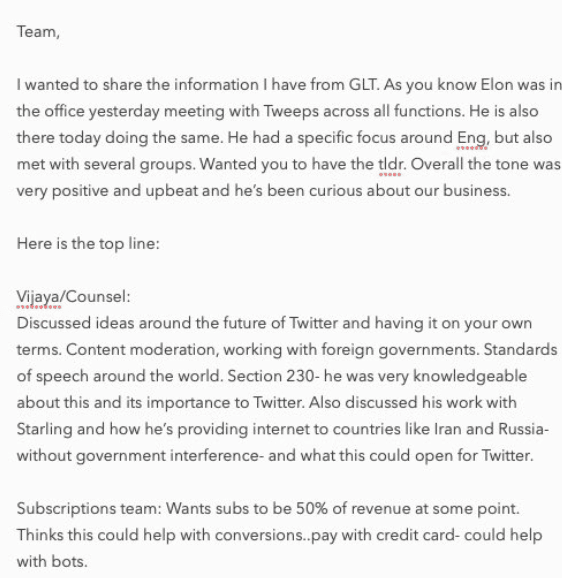 An image posted to Twitter that outlines some of Elon Musk's plans for Twitter's revenue under his leadership
