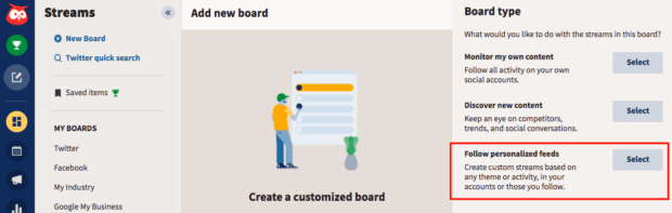  Personalisierten Feeds folgen in Hootsuite Stream