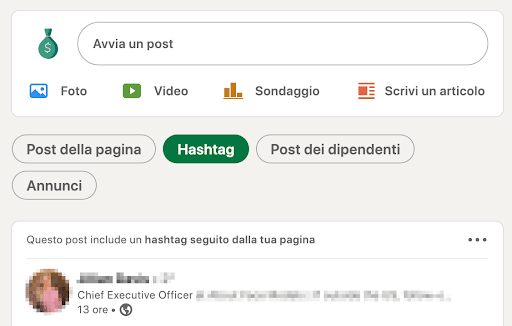 argomento pagina hashtag
