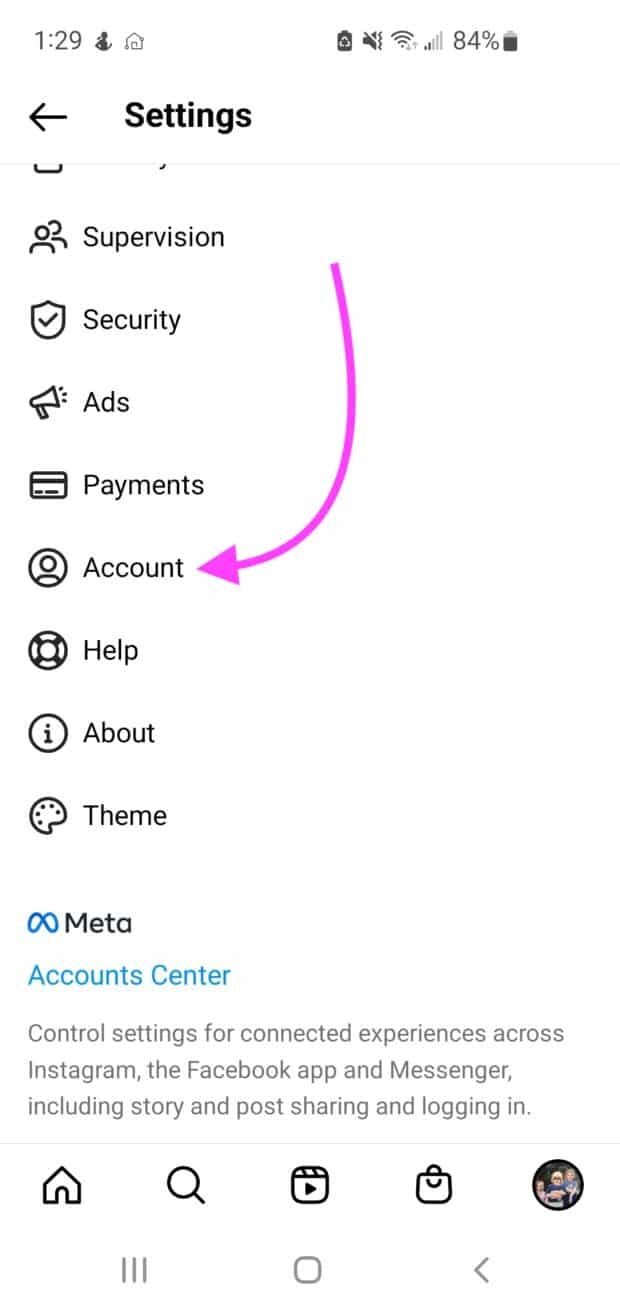 settings account