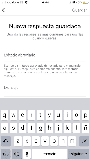 acceso directo a una nueva respuesta guardada