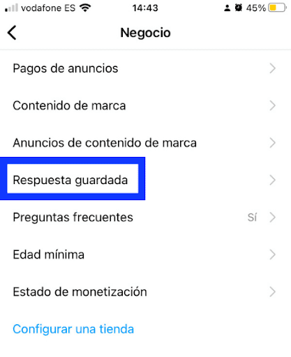 Respuesta guardada en una cuenta de empresa.