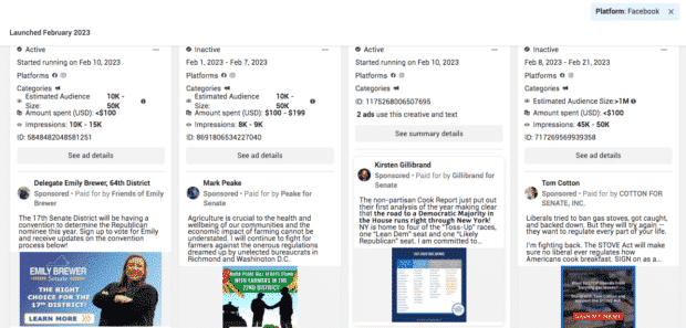 Facebook political campaign Meta Ad Library