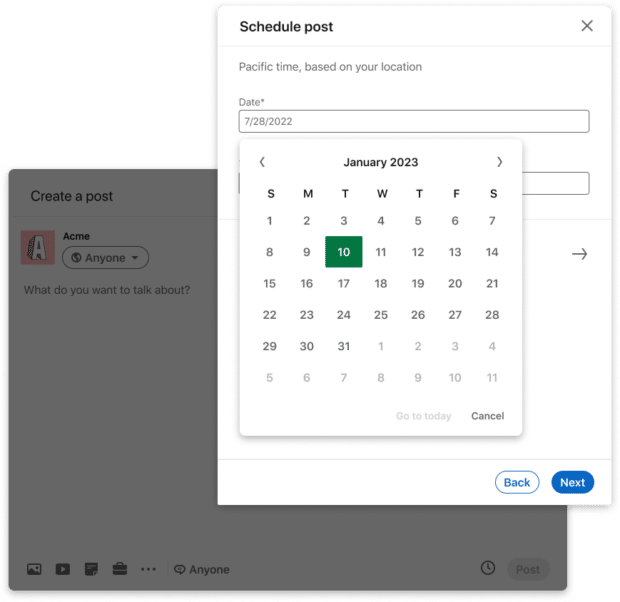 LinkedIn's native post scheduling feature is now available for Pages