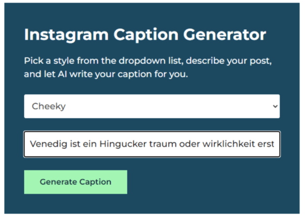 Wählt einen Stil, beschreibt Euren Beitrag und lasst die KI die BU für Euch texten