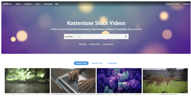 kostenloses Video- und Audiomaterial bei Videvo