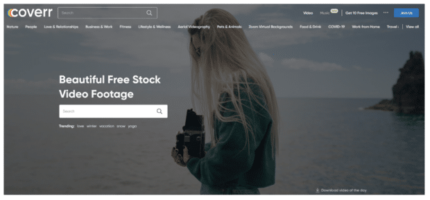 Die Website coverr bietet schönes, kostenloses Stock-Video-Material