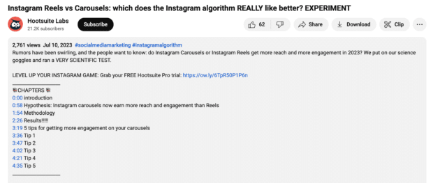 Including hashtags in youtube description