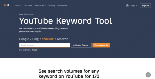 Ahrefs YouTube keyword tool