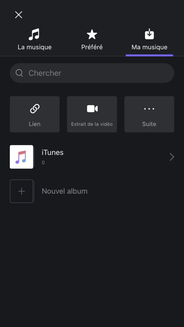 onglet ma musique dans VN Editor App