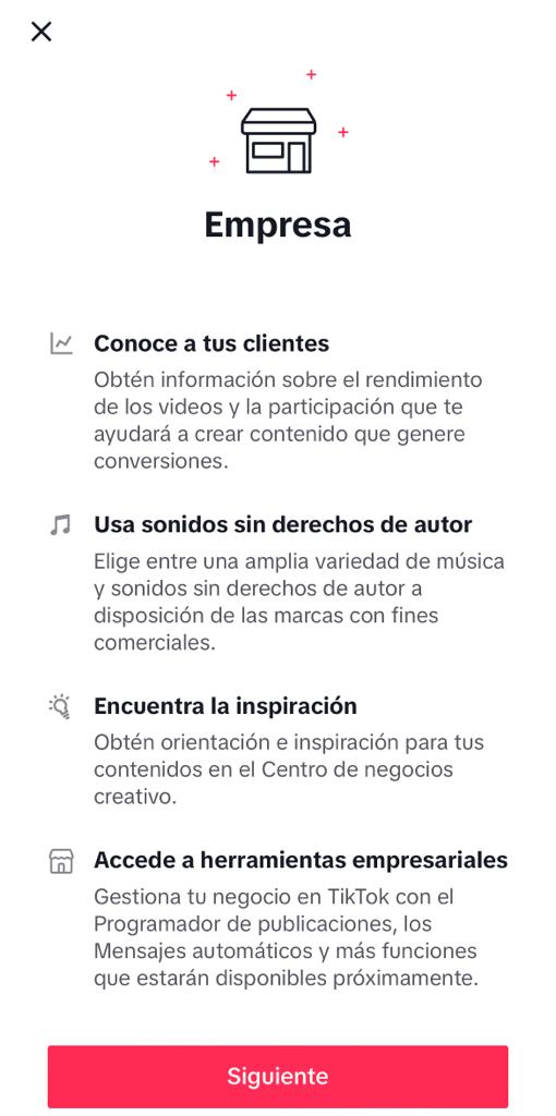 Cuenta de empresa de TikTok