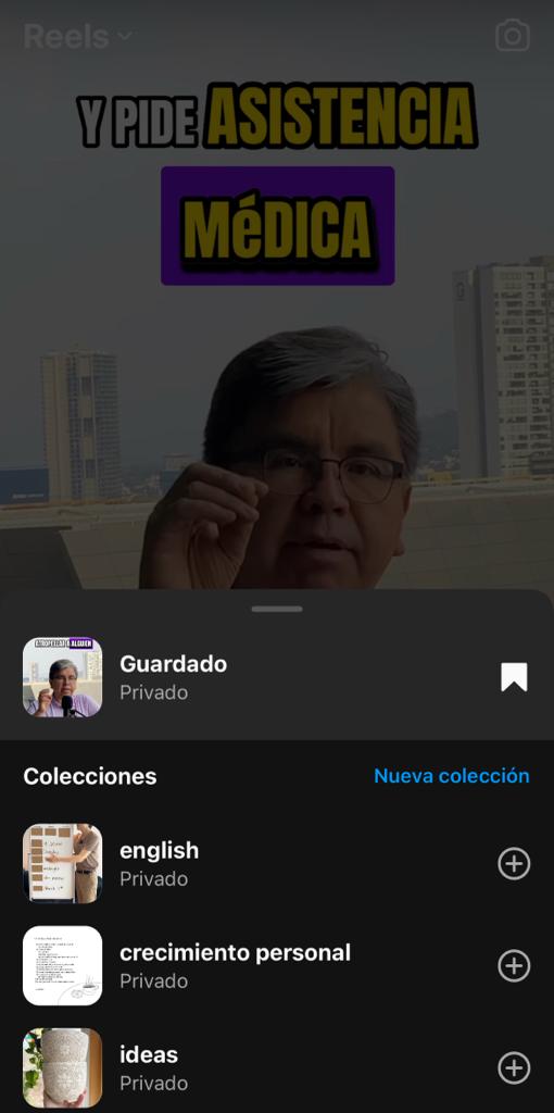 Confirmación de que se ha guardado un Reel