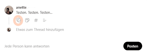Ein Bild zu einem Threads-Post hinzufügen