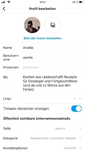 Threads-Profil auf Instagram sichtbar machen oder verstecken