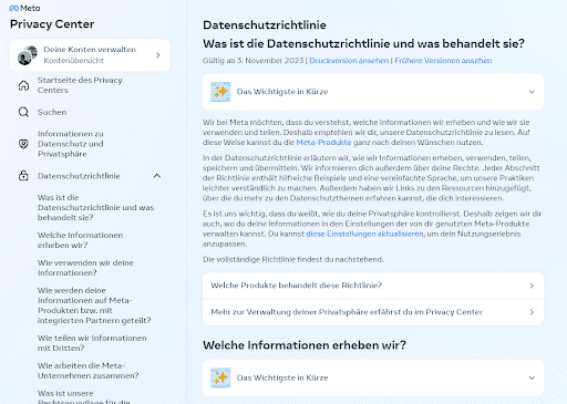 Meta Datenschutz nach DSGVO
