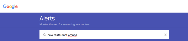 Google Alerts monitor the web for interesting new content search bar
