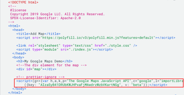 Google JavaScript API code for basic webpage with custom map