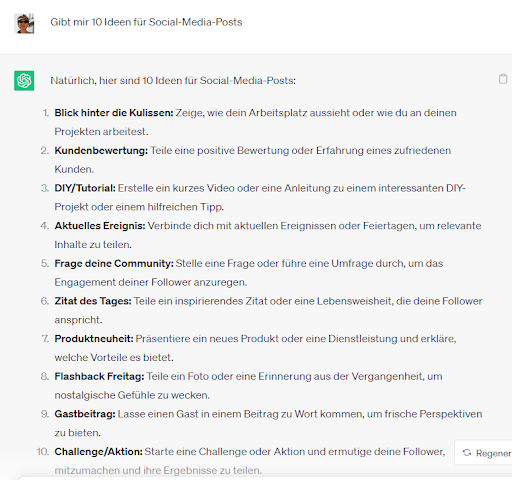Social-Media-Post-Ideen von OpenAI