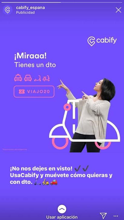 Anuncio de historia de Facebook para Cabify