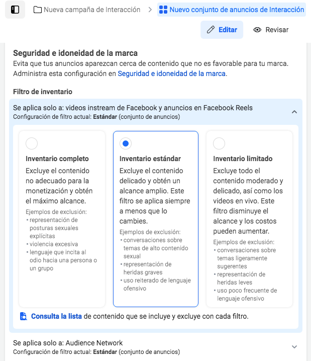seguridad de la marca en campaña publicitaria de Facebook