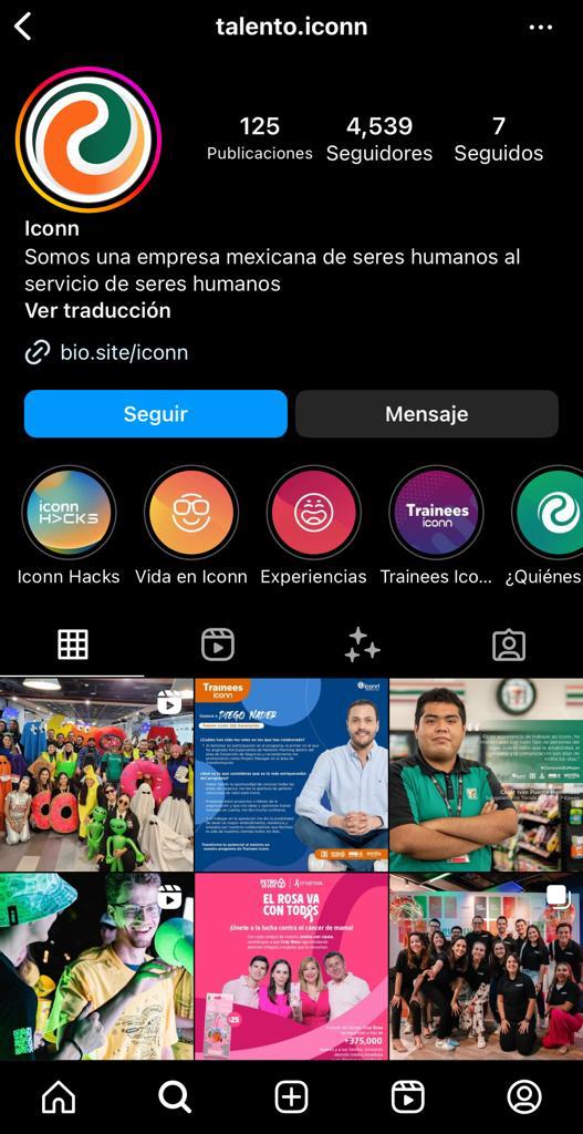 Aspectos destacados de las historias de Instagram de Talento Iconn