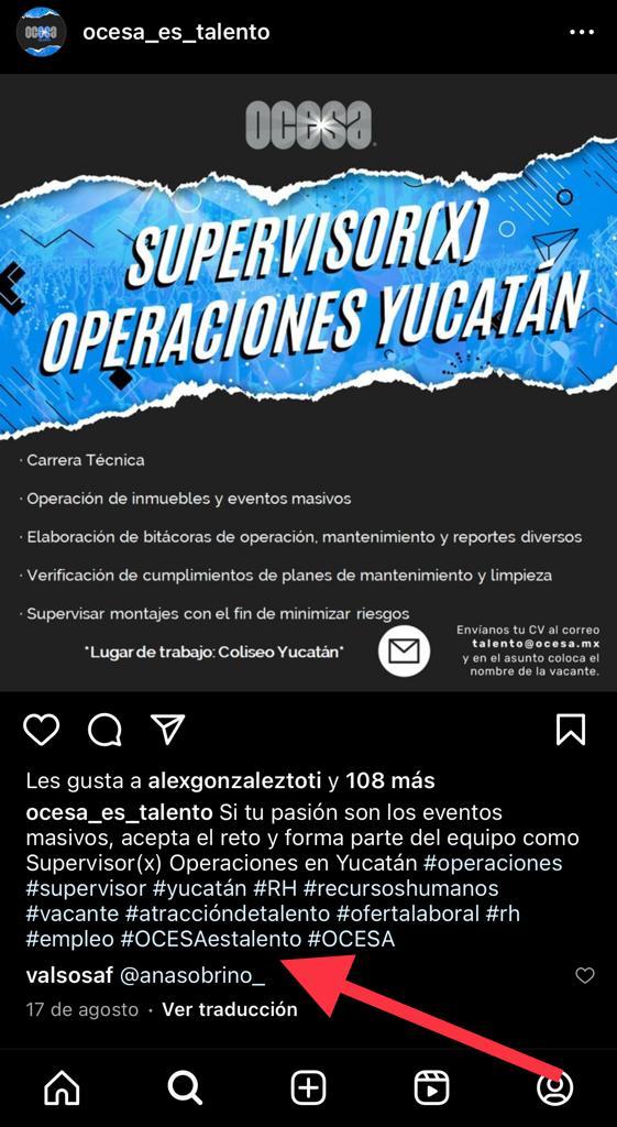 hashtag OCESAestalento en publicación de Instagram