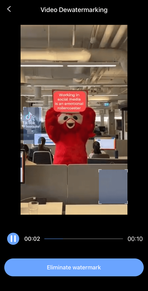 Eliminate watermark from Hootsuite owly video