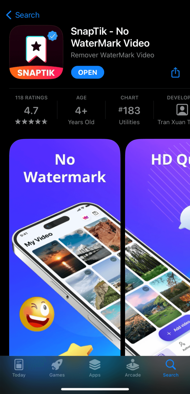 SnapTik no watermark video