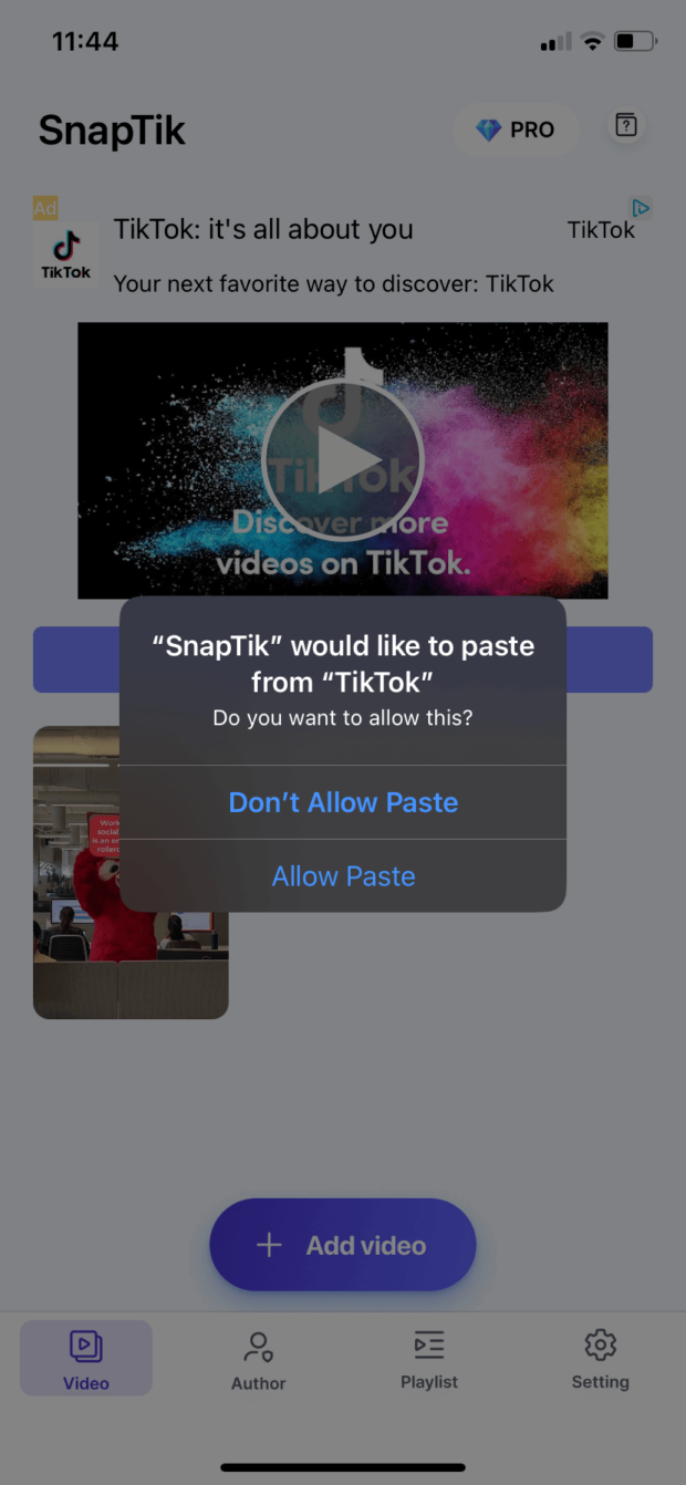 SnapTik paste video from TikTok to remove watermark